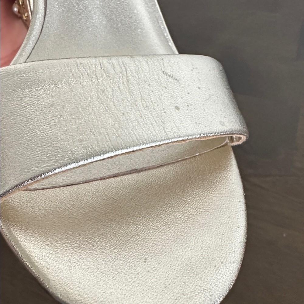 Lilly Pulitzer Amber Lynn Gold Embellished Sandal Block Heel Size 10 - Picture 10 of 13